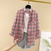 Women Spring Summer Style Blouses Shirts Lady Casual Long Sleeve Turn-down Collar Plaid Printed Blusas Tops ZZ0750 4
