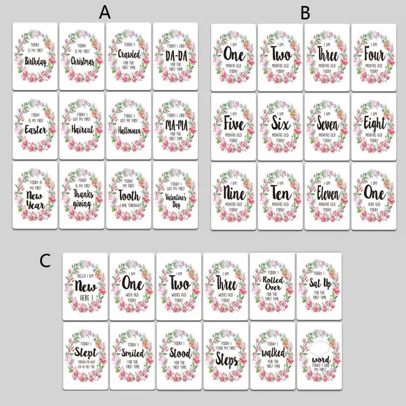 

Baby Milestone Photo Cards Age Markers & Unique Firsts Baby Shower Gift Set 090B