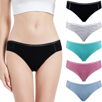 

5 PCS/Pack Women's Underwear Soft Cotton Panties Girls Solid Color Briefs Plus Size Pantys Sexy Lingerie Female Underpants