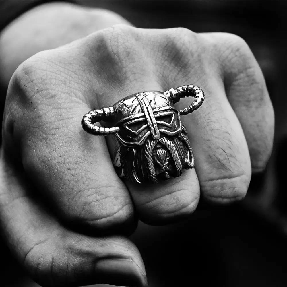 Для мужчин s Viking кольцо воина из нержавеющей стали Тяжелая нордическая Байкерская Мода нордические украшения мужской подарок