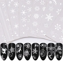 1 лист Переводные картинки для ногтей Золотая Серебряная Рождественская елка олень снег смешанный принт переводная наклейка для дизайна ногтей DIY дизайн