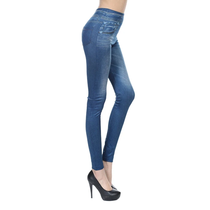 Женские Поддельные лосины из джинсовой ткани с пуш-ап высокой талией, тонкие Стрейчевые узкие брюки JS24