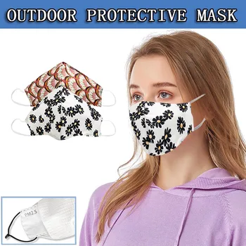 

2PCS Face Cover with Floral Cartoon Printing put Filter Dustproof Adjustable Three-Dimensional mascaras Bag Parts & Accessories