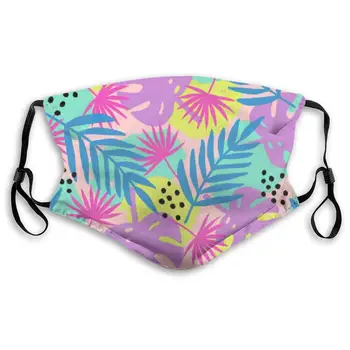 

Fillter Cloth for Women Trendy Tropical Leaves Warm Waterproof Cloth Dustproof Ear Loops for Travel Double Protection