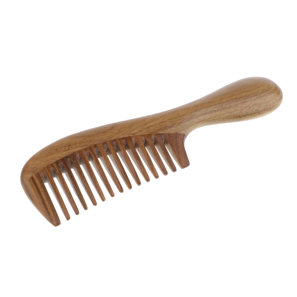 Handheld Wood Hair Comb Head Massage Brush Beard Mustache Groom Wide/Close