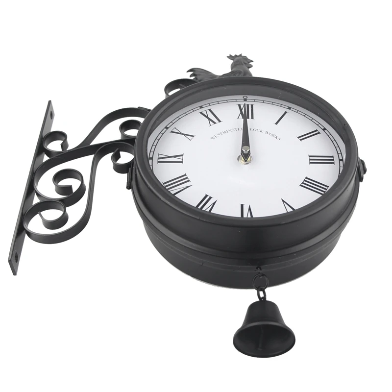 Najtaniej Outdoor Garden Wall Station Clock Double Sided Cockerel Vintage Retro Home Decor