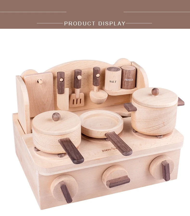 Solid Wood Simulation Kitchen Set Mini Stove Kitchen Utensils