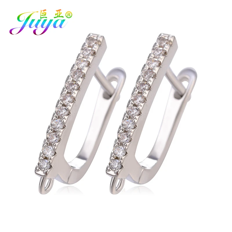 White Gold Juya ювелирные изделия ручной работы, золотые/серебряные серьги, крючки, аксессуары для женщин, роскошное изготовление сережек - Цвет: White Gold