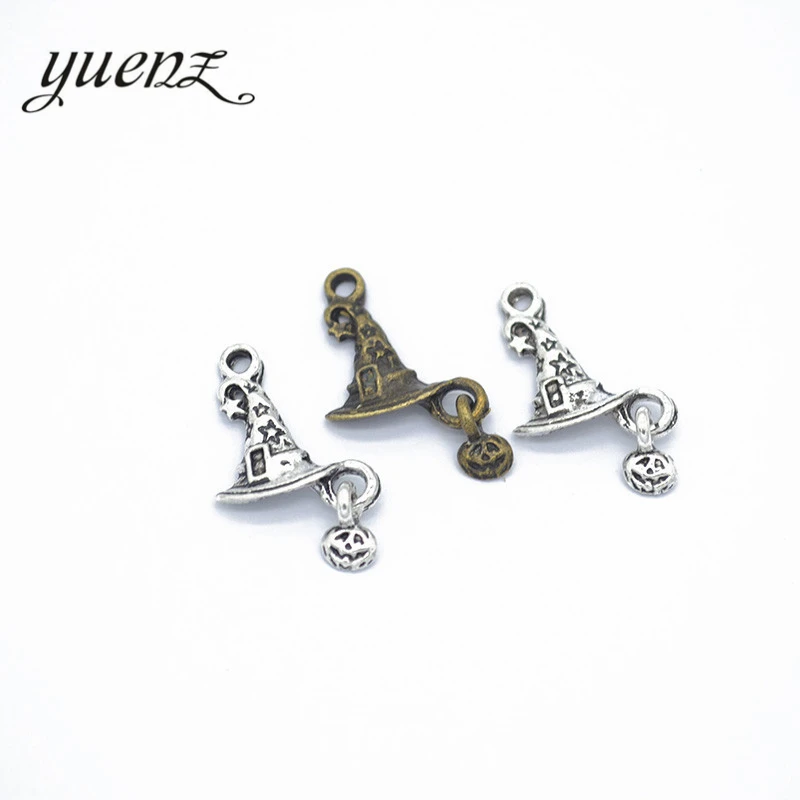 15pcs Tibetan Silver charms metal Witch Hat Pendants for Jewelry Making DIY Handmade Craft 27*15mm N116