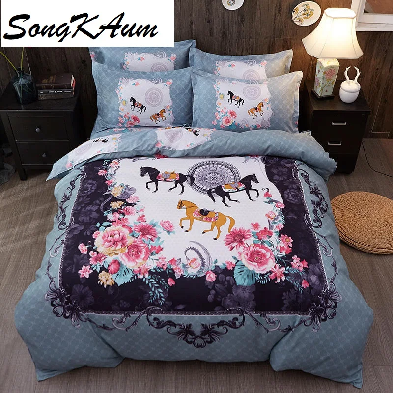 

SongKAum Thicking Sanding 4Pcs Bedding Set Large-scale flower bed sheet for keeping warm in autumn and winter