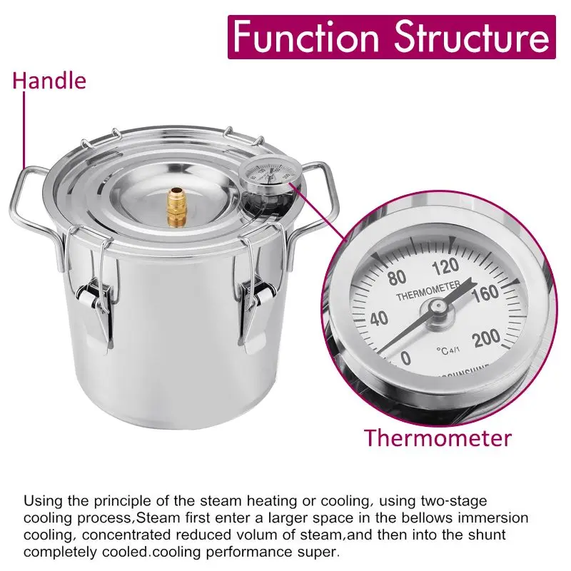 

New-8L Wine Beer Alcohol Distiller Moonshine Alcohol Home DIY Brewing Kit Home Distiller Copper Distiller Equipment