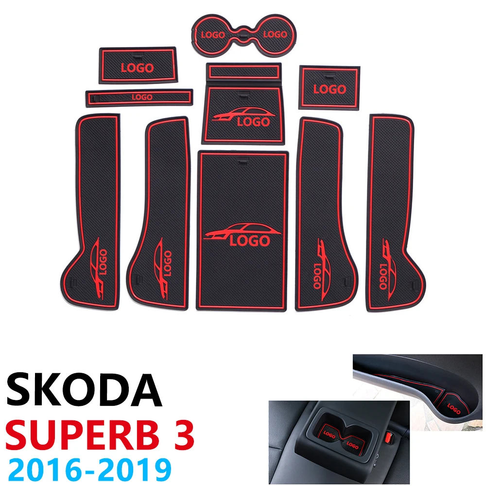 

Anti-Slip Rubber Cup Cushion Door Groove Mat for Skoda Superb 3 MK3 B8 3V 2016~2019 2017 2018 10Pcs Accessories mat for phone