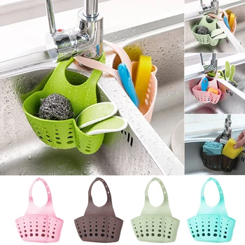 

Junejour 1Pc Kitchen Rack Snap Fastener Sink Hanging Storage Bag Basket Organizer Bathroom Box Drain Faucet Sponge Holder Gadget