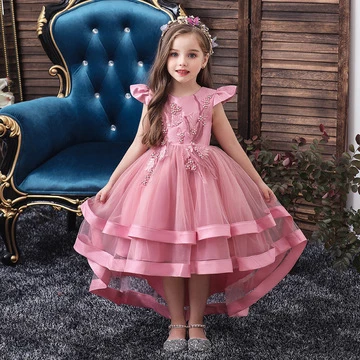 FOCUSNORM princesa para pequeñas, 4 colores, manga voladora, encaje, volantes florales bordados, tul multicapa de 3 a 8 años| - AliExpress