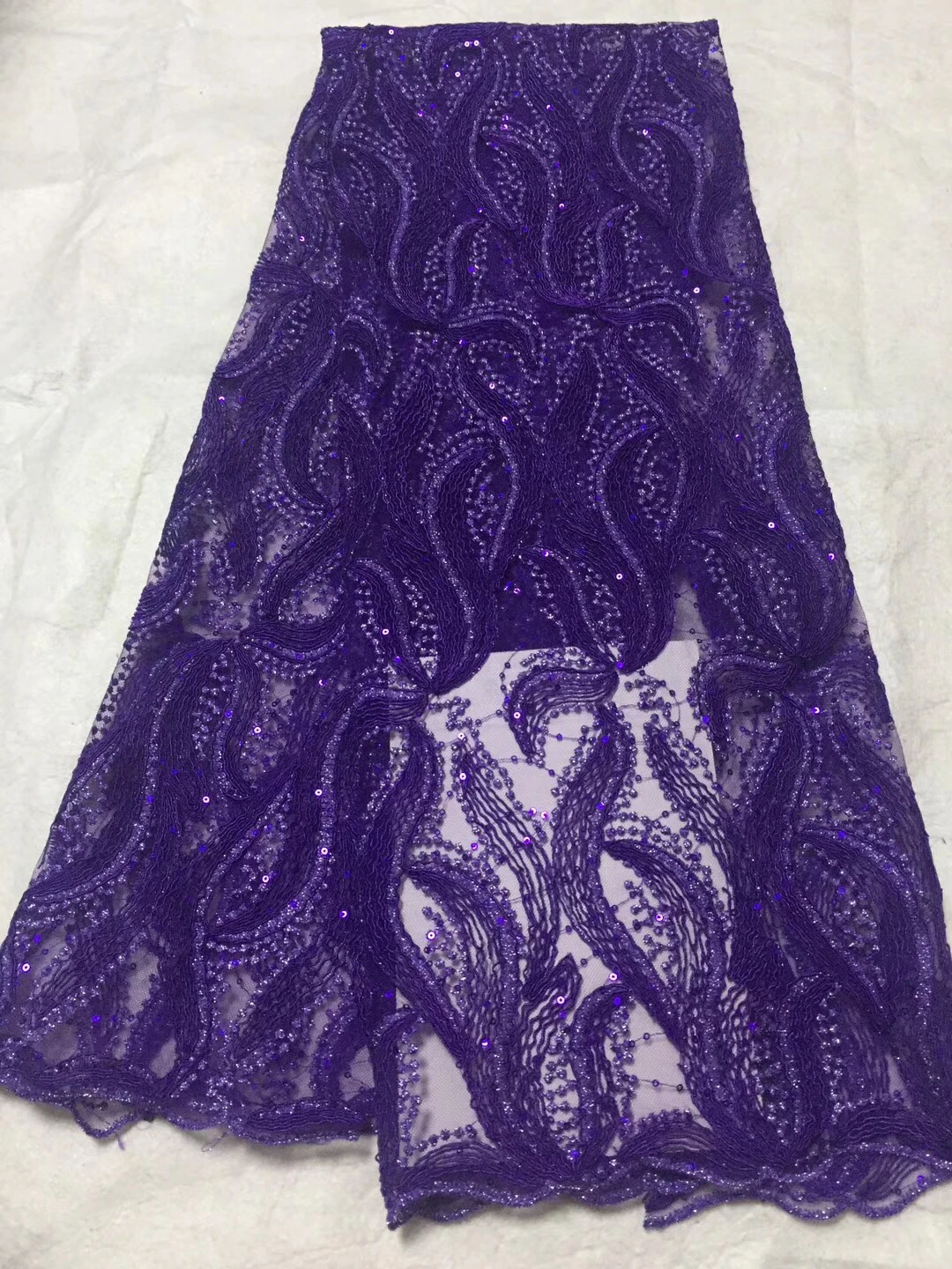 

Purple African Lace Fabric 2020 Latest French Lace Fabric High Quality Tulle Wedding Fabric Nigerian Net Lace Material LCD9402