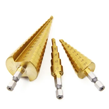 

3pcs Quick Assemble Drill Bit Wood Double-slot Stainless Steel Step With Bag Smooth HSS Sheet Metal Hole Cutter Cone