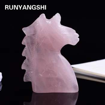 

Big size 300-400g Natural crystal Unicorn rose quartz hand carved Polished pink Quartz Healing Stone Home DIY Decorative