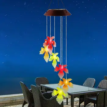 

Colorful Maple Wind Chime Light 6 LED Solar Light Windbell Lights String Lamp Color Changing for Patio Yard Decor