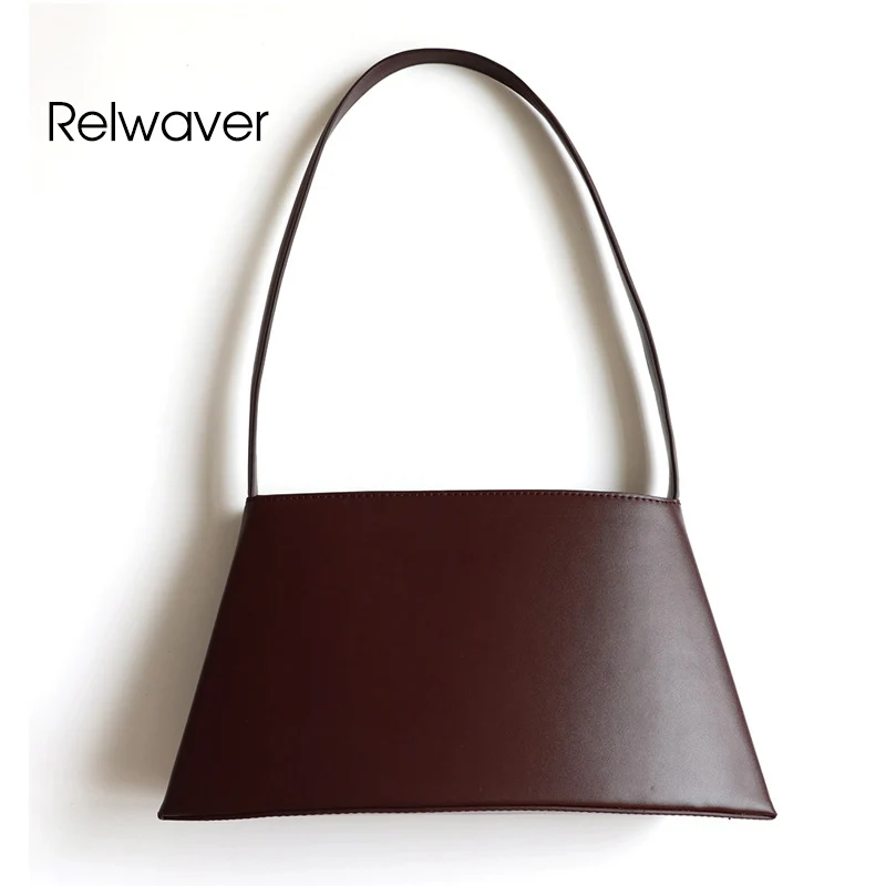 

Women shoulder bag cowhide split leather minimalist style tote bag elegant lady curve shape Japan Korean chic women handbag