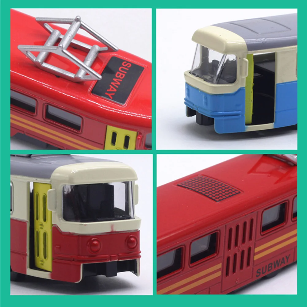 Классический поезд, трамвай, литая под давлением, оттягивающая модель, светодиодный, развивающая игрушка для детей