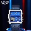 LIGE 2025 New Digital Sports Watches Top Luxury Brand Quartz Wristwatch Fashion Square Waterproof Electronic Digital Clock Reloj
