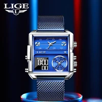 LIGE 2025 New Digital Sports Watches Top Luxury Brand Quartz Wristwatch Fashion Square Waterproof Electronic Digital Clock Reloj
