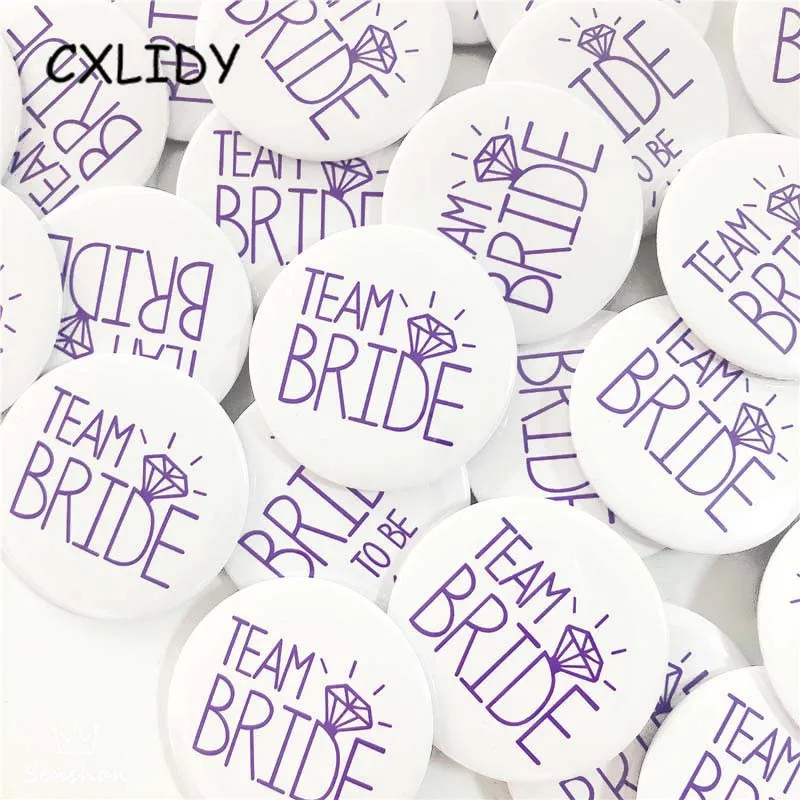 Purple word white Bottom Hen Party Supplies Purple Team Bride Badge Bride Badge Hen Party Decoration Wedding Badge (4)