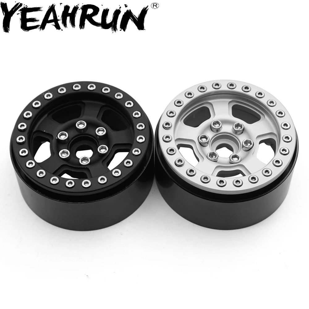

YEAHRUN 1.9" Black Sliver Alloy Beadlock Wheel Rim for 1/10 RC Crawlers SCX10 D90 (#46)