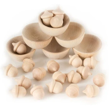

Unfinished Wooden Wooden Acorn Natural Wood Counting and Sorting DéCor Handicraft Kit DIY for Painting,Art Projects