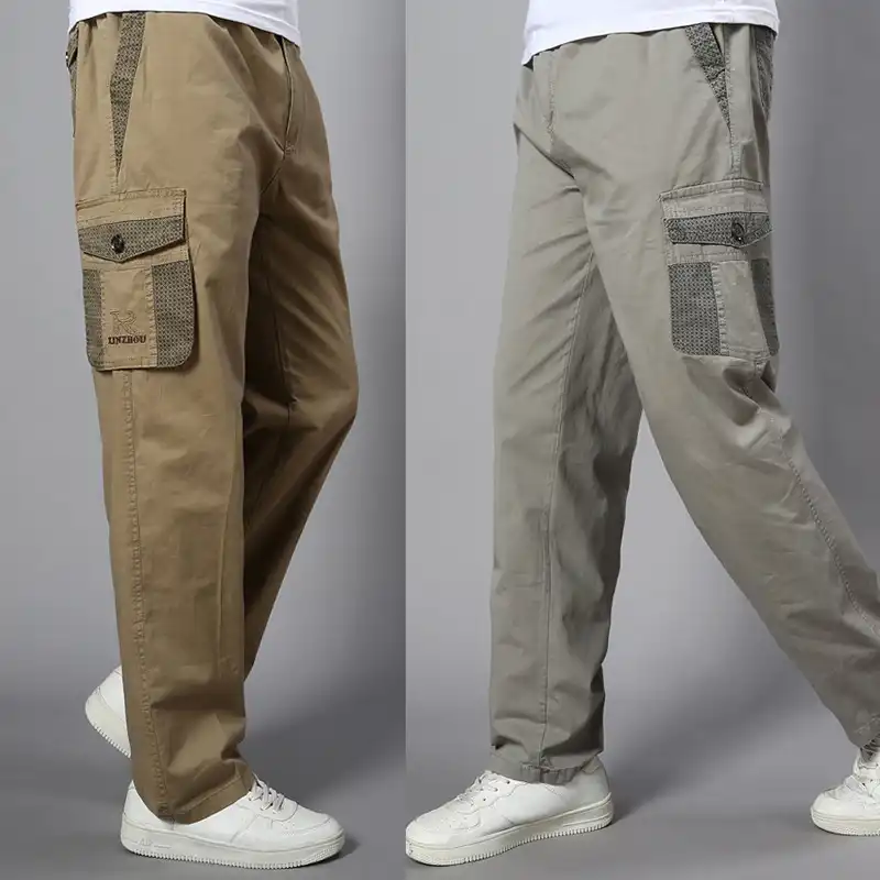 big mens cargo pants elastic waist
