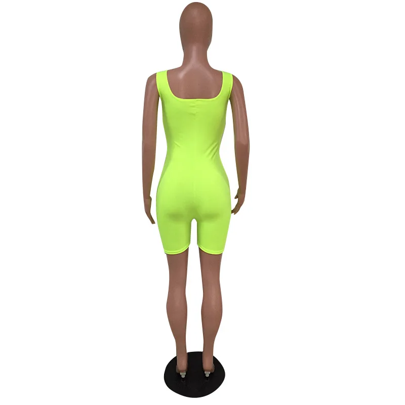 Yooneedi Summer Design Casual Women Playsuits 4 Color Style O-neck Sleeveless Ladies Rompers MZ-8213