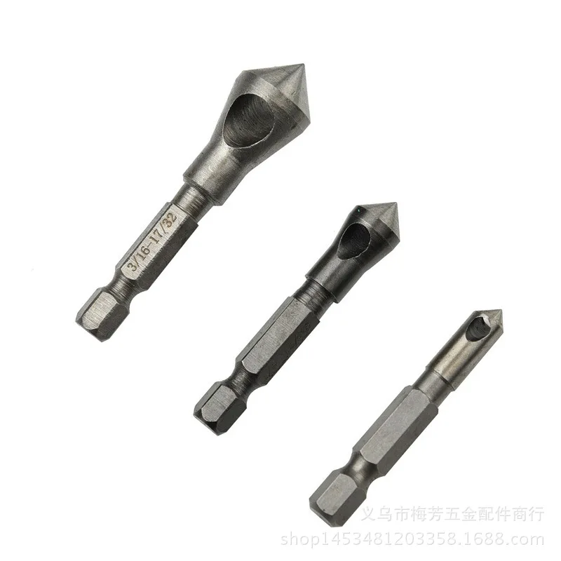 

3PCS Hexagonal Shank Imperial Inclined Hole Chamfering Hole Chamfer/Taper/Countersink Drill Wholesale