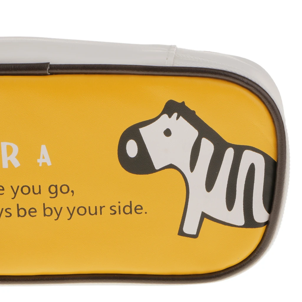 Cute Animal Paint PU Makeup Bag Kids School Pen Pencil Bag Case Yellow
