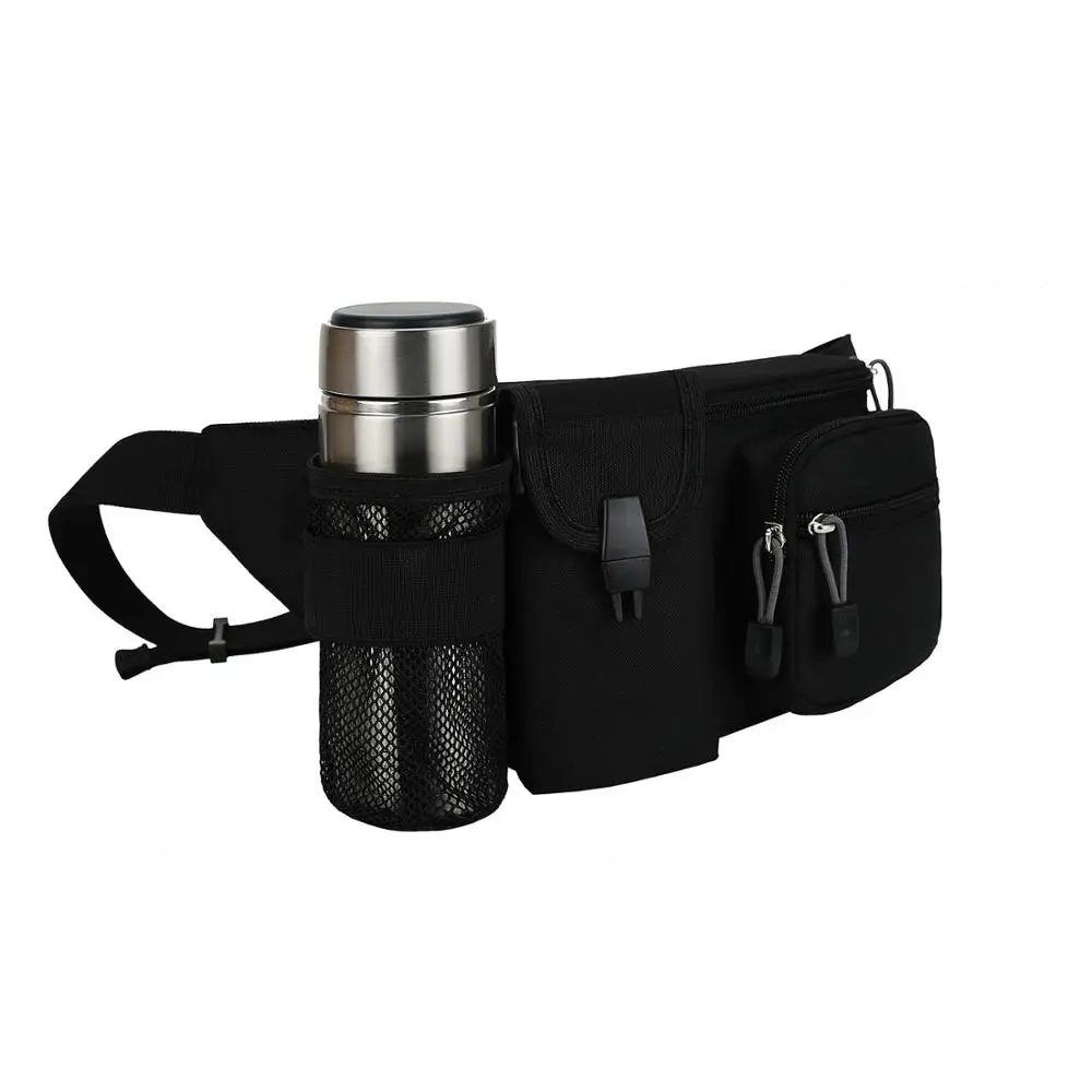 black outdoor mountaineering bag mug waist bag waterproof pockets Men's multi-function bag sports Messenger bag riding chest bag - Цвет: black