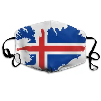 

Iceland Map Flag Washable Reusable Mask, Cotton Anti Dust Half Face Mouth Mask For Kids Teens Men Women With Adjustable Ear