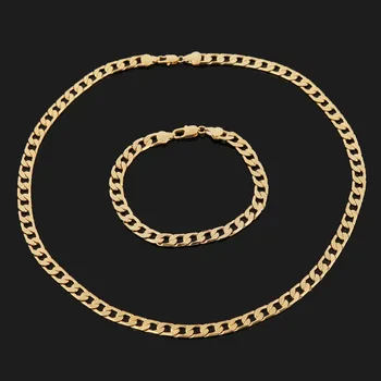 

DI-394 24k Gold plated Color New Trendy Golden Link Chain Necklace Bracelet