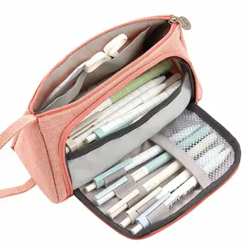 

Cotton Linen Multilayer Pencil Case Large Capacity Stationery Storage Zipper Bag