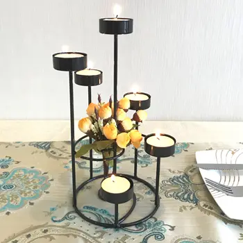 

Nordic Black Simple Metal Candle Holders Iron Art Rustic Pillar Candelabra Ornaments Design Kaarsenhouder Christmas Decor EC50ZT