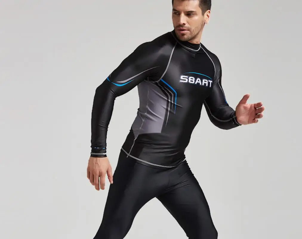 Men's UV Sun Protection Long Sleeve Top Shirts Skins Tee Compression Base Layer Dry-Fit Compression Gym Trainning Shirt 3XL