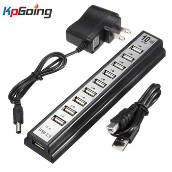 

High Speed 480mbps Power Splitters Multi USB Hub 10-Port USB 2.0 with EU/US HUB Hub Supply for Laptop PC Mobile HDD Flash Drive