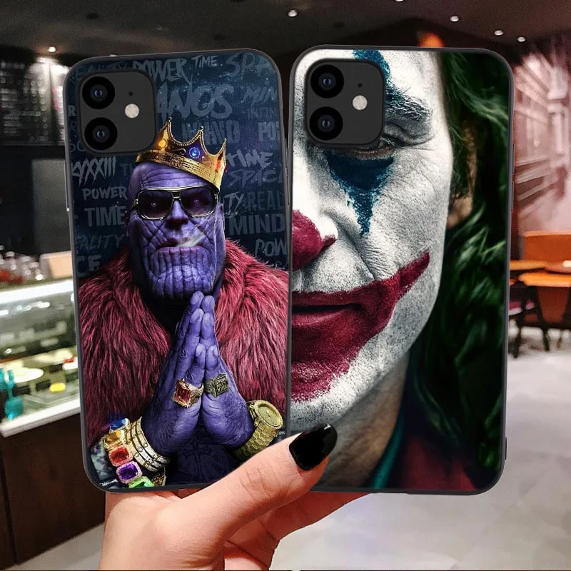 

Black tpu Joker case for iphones 6 6s 7 8 plus x XR XS MAX 11 Pro Max case silicon cover Marvel Avenger captain Deadpool thanos