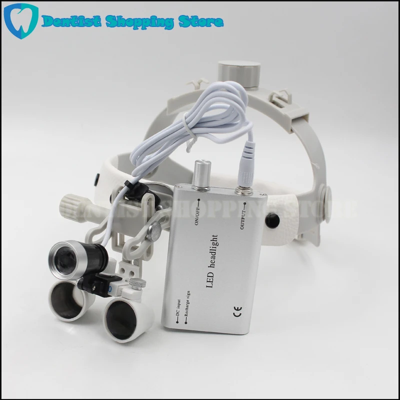  Headband LED light Medical Surgical Dental Headlight with (2.5X3.5X optional) Surgical loupes - 4000336743528