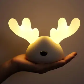 

Cartoon Deer LED Night Light Silicone Baby Kids Room Sleeping Bedside USB Lamp