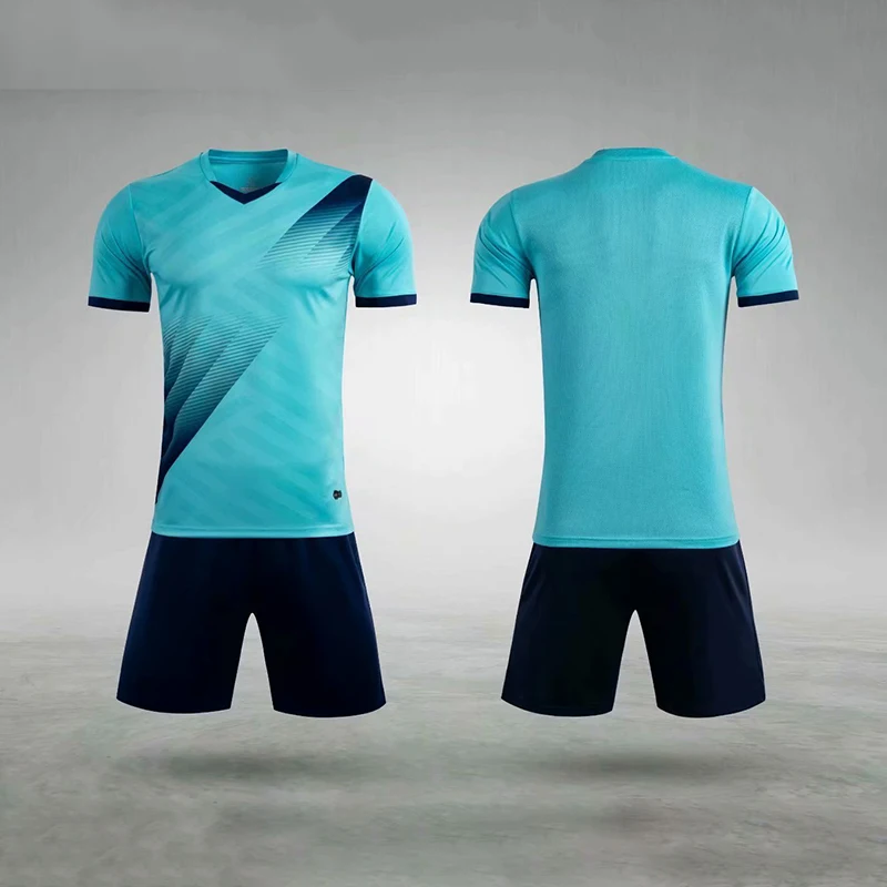 Sky Blue and Navy Blue Plain Soccer - Buy Jersey Design