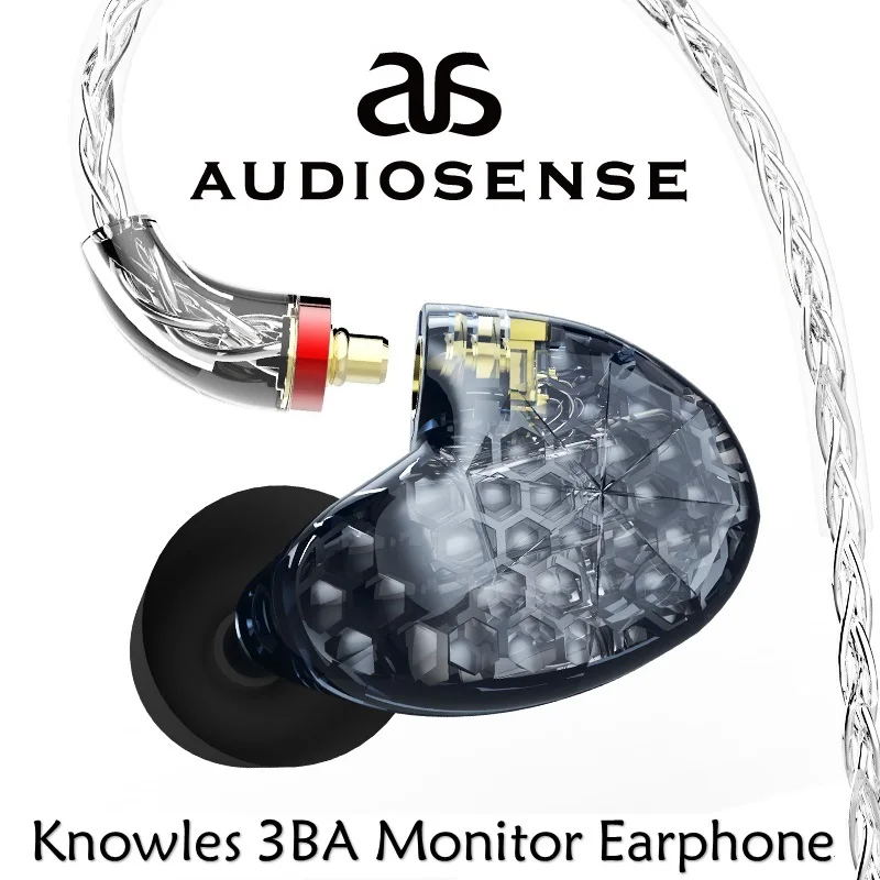 Внутриканальный монитор AUDIOSENSE T300 Pro 3 Knowles сбалансированный Якорный привод с
