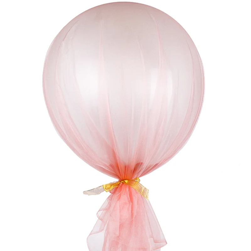 Wedding Balloon Yarn Tulle For 36inch Balloon Decoration Birthday Party Sheer Crystal Organza Fabric Baby Shower Wedding Decor - Color: Champagne