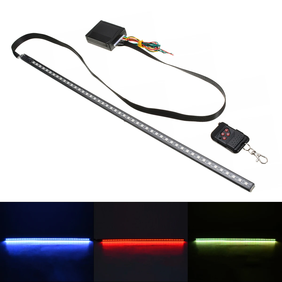 

1set 56cm 48 LED RGB Car Scanner Knight Rider Strobe Flash Light Strip 12V with Wireless Remote Control Universal for Car Truck