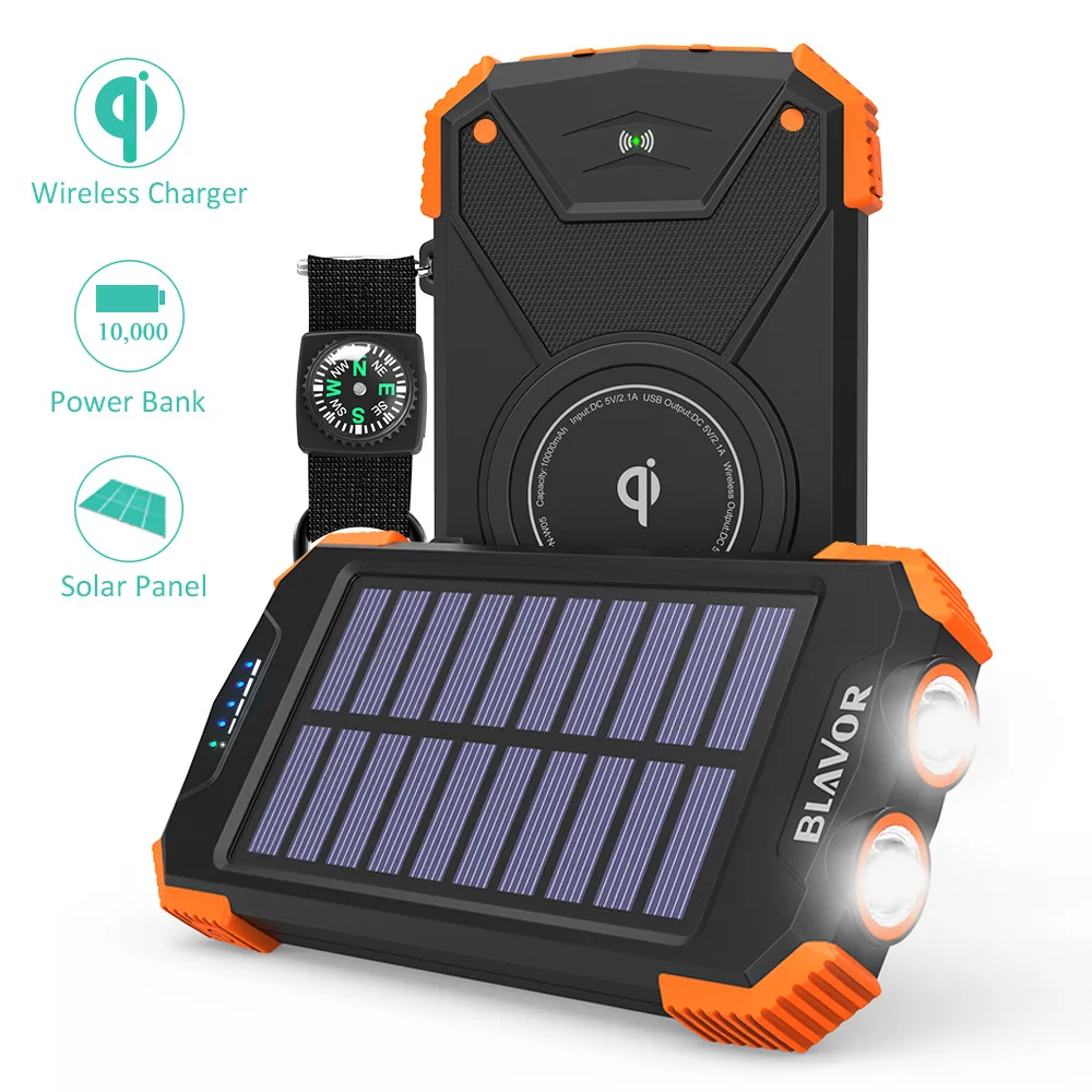 

Wireless Solar Power Bank QI 3.0 Waterproof LED Batterie Externe Carregador Portatil Powerbank for Xiaomi Iphone Xr Mi Poverbank