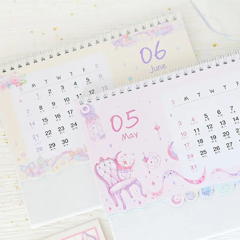 Мечтательная красочная настольная стоящая рулонная бумага календарь Памятка ежедневное расписание 24BB