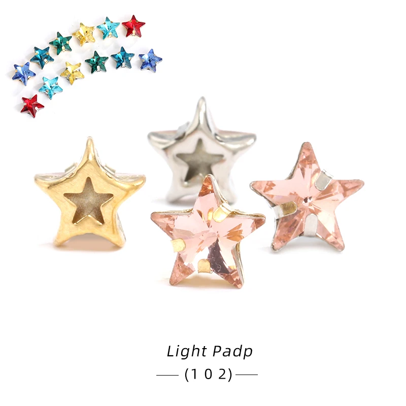 Pipatian Star Crystals Sewing on Rhinestone Beads for Needlework Metal Base Strass Colorful Fabric Decoration Star for Sewing 